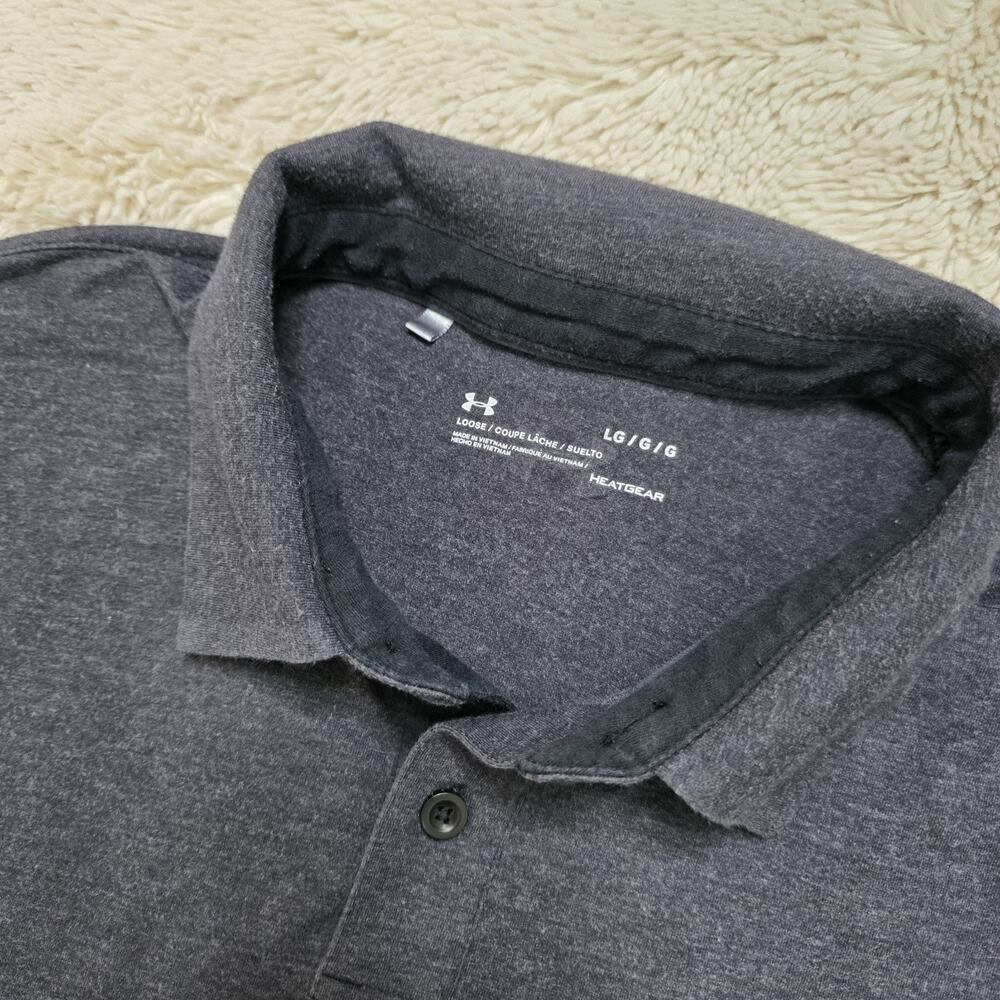 Men's Under Armour Heatgear Short Sleeve Gray Polo Shirt Loose Fit Size Large - Picture 4 of 6